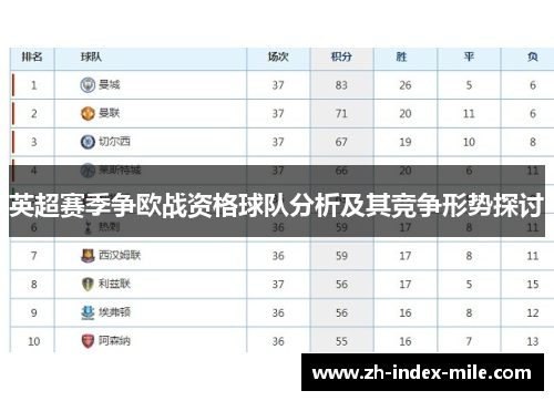 英超赛季争欧战资格球队分析及其竞争形势探讨 英超赛季争欧战资格球队分析及其竞争形势探讨